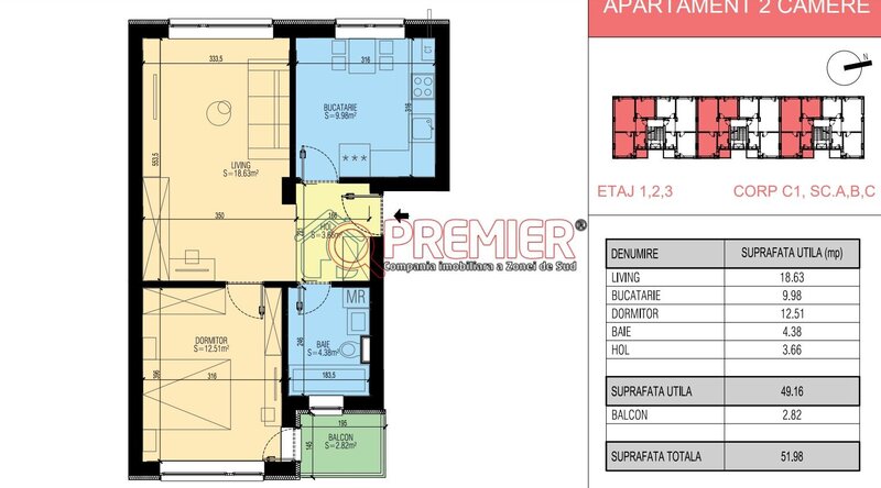 Popesti-Leordeni, apartament 2 camere,